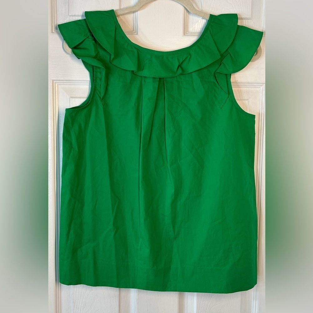 J. Crew Flutter Sleeve Blouse size 4 Kelly Green - Picture 1 of 6